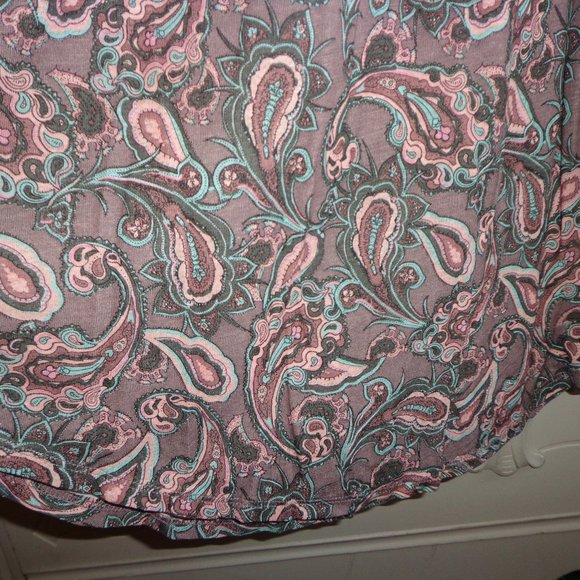 BRAND NEW Wrap Paisley Dress 2 Dusty Rose Short Raglan Sleeves Scoop Tie Neck - Picture 9 of 16